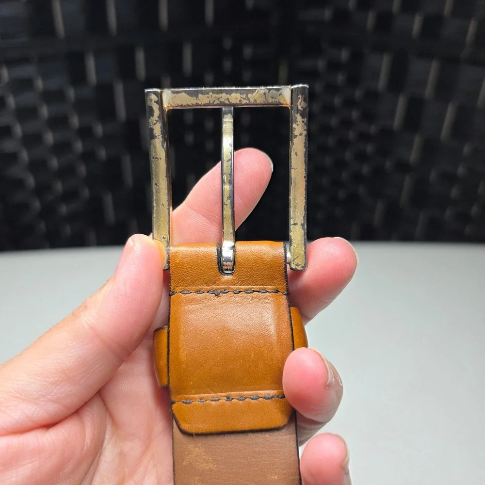 Allen Edmonds Mens Brown Leather Belt Size 42 Handcrafted USA 32190 Cognac